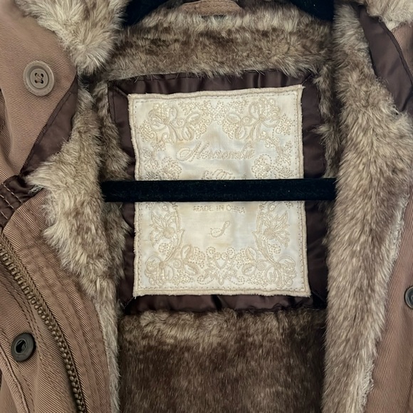 Brown/tan Abercrombie jacket with faux fur lining - Picture 1 of 4